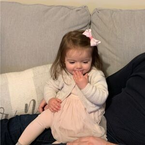 First Impressions Pink Tulle Dress with Knit Cardigan